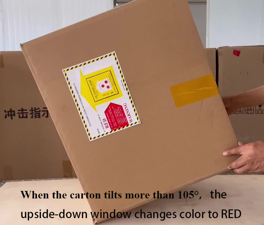 冲击指示器即发生了左右倾斜又发生了倒置作用后的状态 冲击指示器即发生了左右倾斜又发生了倒置作用后的状态